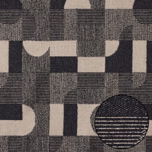 Outro tecido assinado por Clarisse Romeiro, Abstração remete ao estudo de formas da Bauhaus